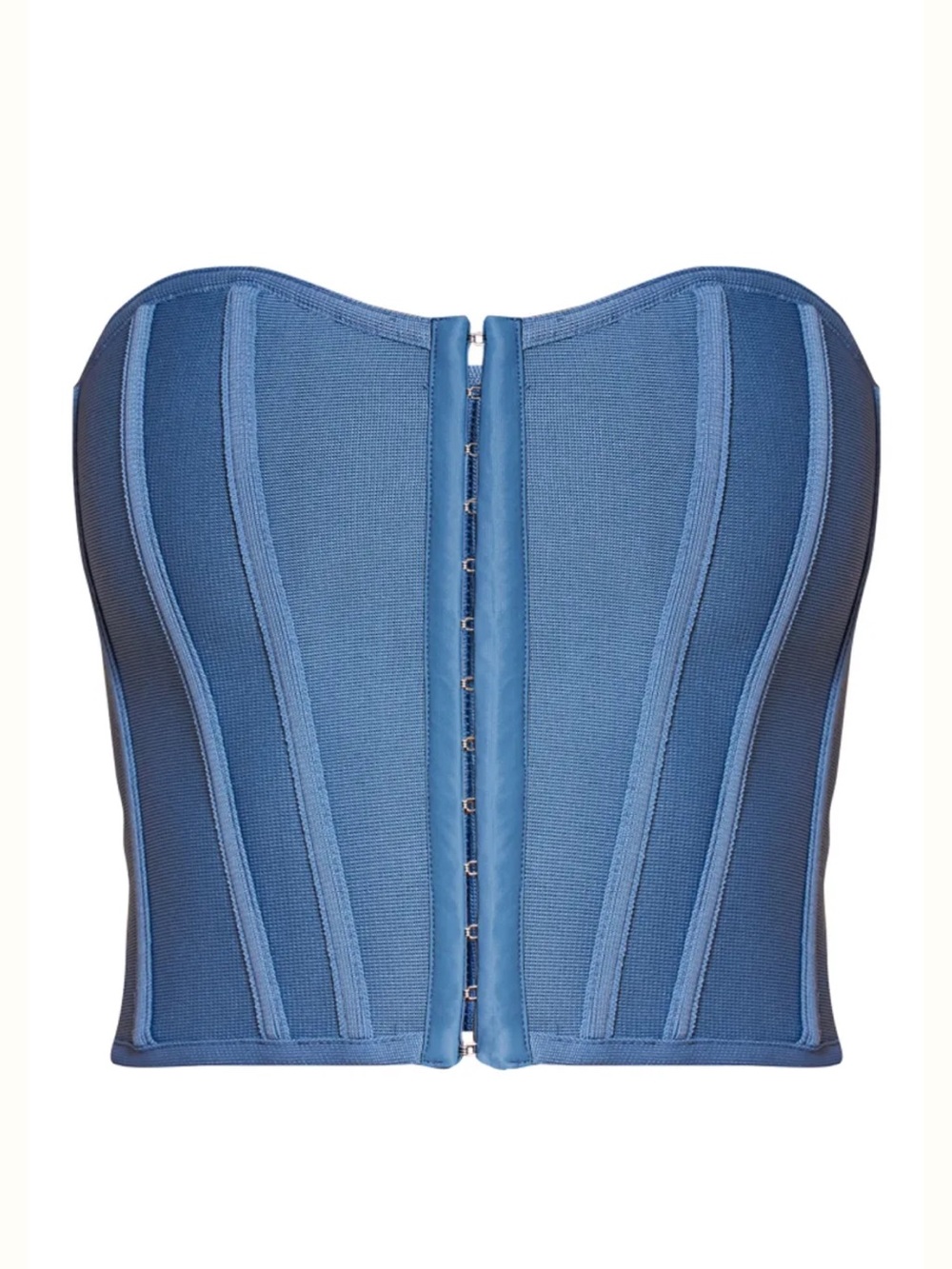 PrettyLittleThing Blue Strapless Corset Top